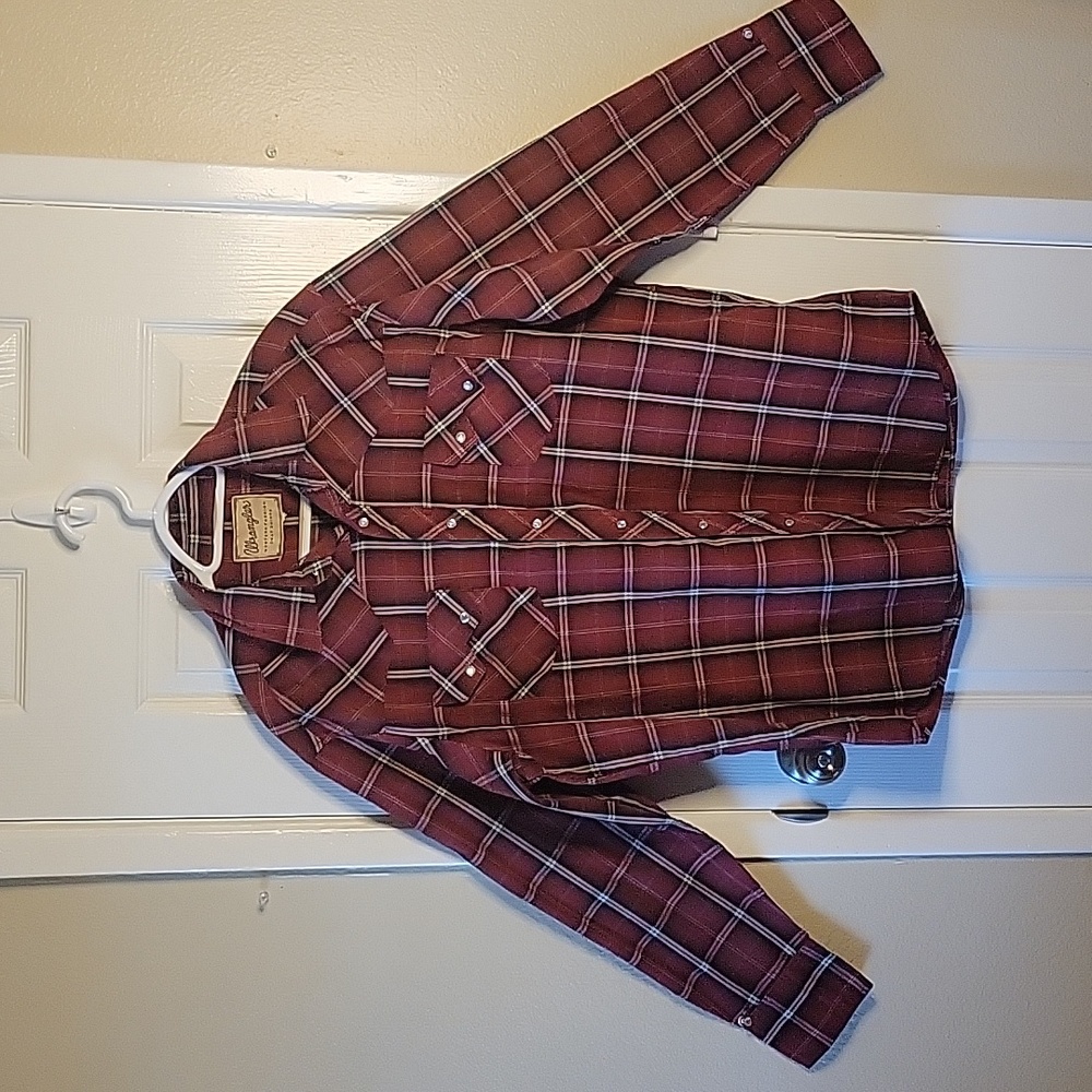 Vintage Wrangler Western Cowboy Snap Button Shirt Size L